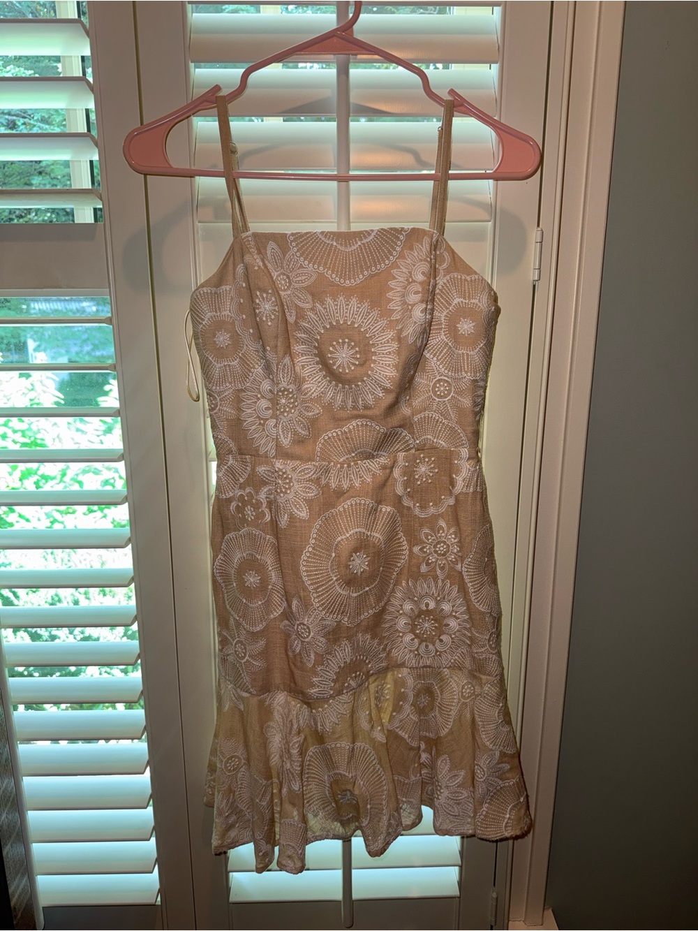 Milly Beige and White Floral Mini Dress